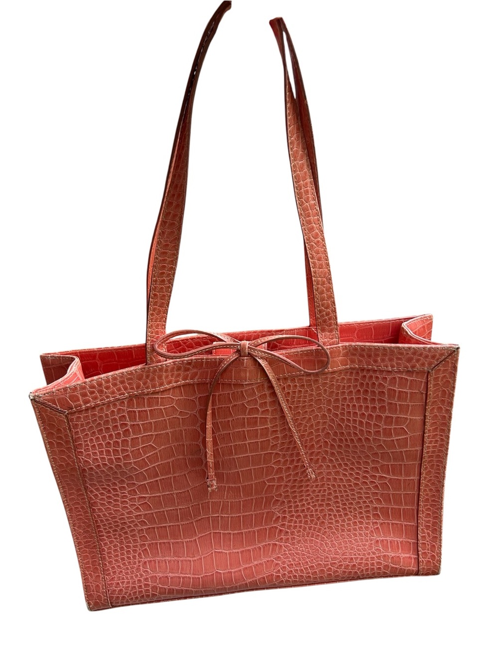 Liz Claiborne Coral Croc-Embossed Tote